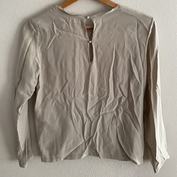Golden Goose Grey Beige Greige 100% Silk Blouse Shirt With Pockets Button Back S - Picture 5 of 8